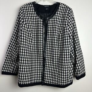 Maggie Barnes Jacket Women‎ Size 2X 22/24 Houndstooth Black White Art to Wear